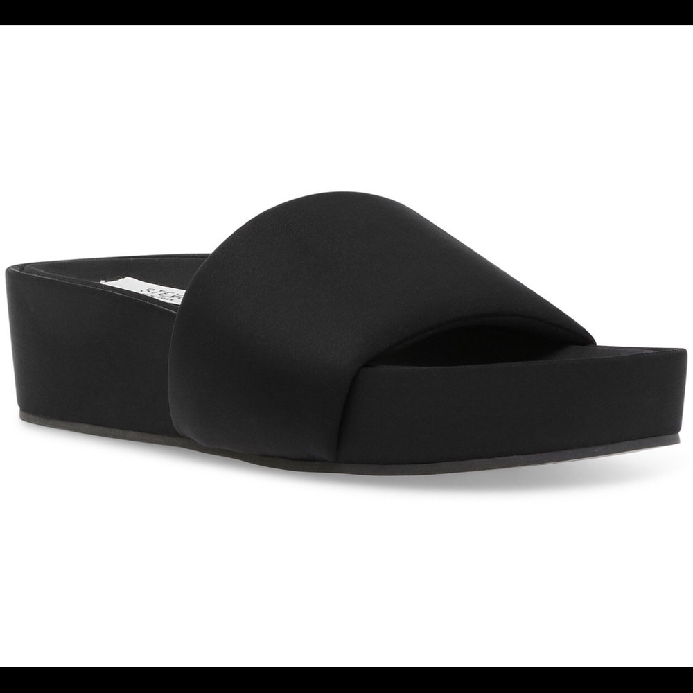 Black Platform Slide Sandals - Women